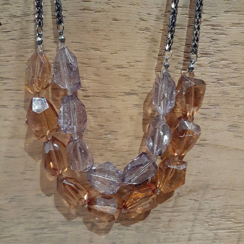 *5 for $25* Taupe Burnt Orange charcoal steel chunky Costume Jewellery Necklace - Picture 1 of 3